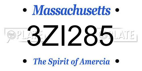 3ZI285 Massachusetts License Plate