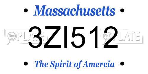 3ZI512 Massachusetts License Plate