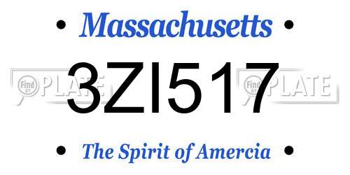 3ZI517 Massachusetts License Plate