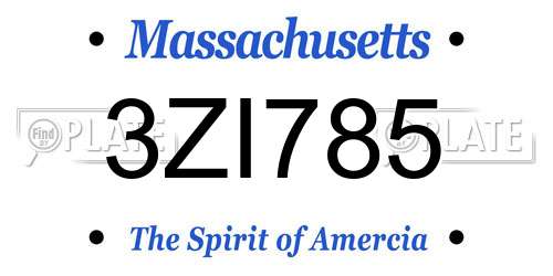 3ZI785 Massachusetts License Plate