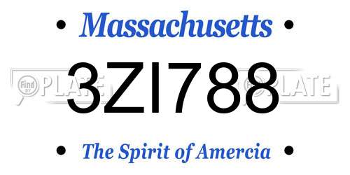 3ZI788 Massachusetts License Plate