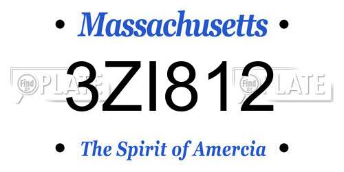 3ZI812 Massachusetts License Plate