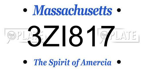 3ZI817 Massachusetts License Plate