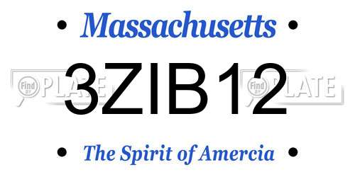 3ZIB12 Massachusetts License Plate