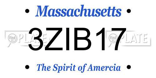 3ZIB17 Massachusetts License Plate