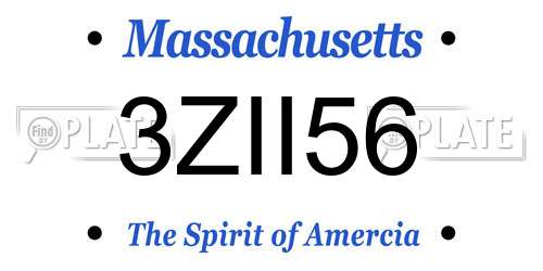 3ZII56 Massachusetts License Plate