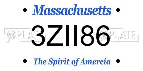 3ZII86 Massachusetts License Plate