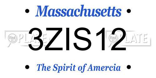 3ZIS12 Massachusetts License Plate