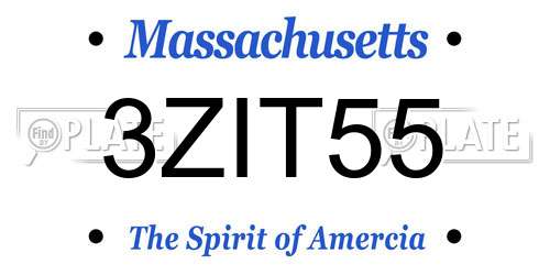 3ZIT55 Massachusetts License Plate