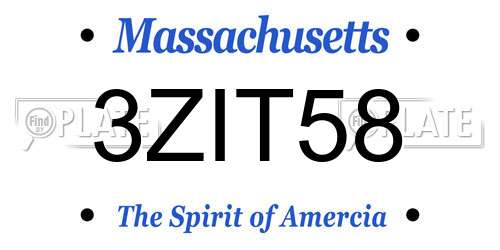 3ZIT58 Massachusetts License Plate