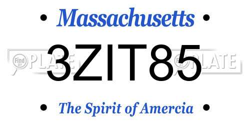 3ZIT85 Massachusetts License Plate