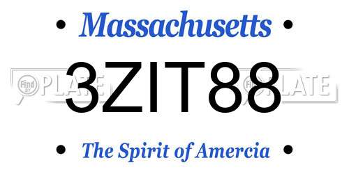 3ZIT88 Massachusetts License Plate