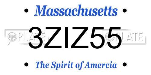 3ZIZ55 Massachusetts License Plate