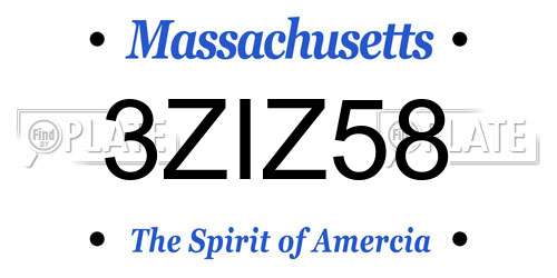 3ZIZ58 Massachusetts License Plate
