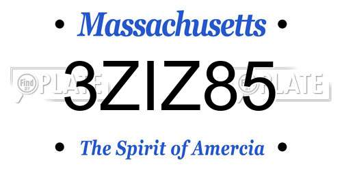 3ZIZ85 Massachusetts License Plate