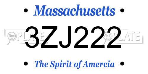 3ZJ222 Massachusetts License Plate