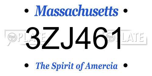 3ZJ461 Massachusetts License Plate
