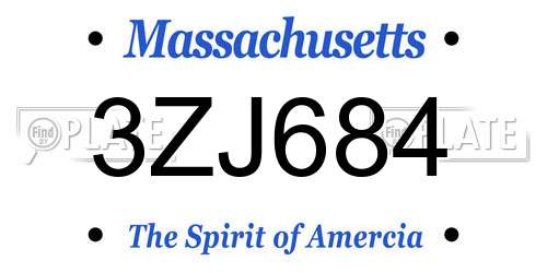 3ZJ684 Massachusetts License Plate