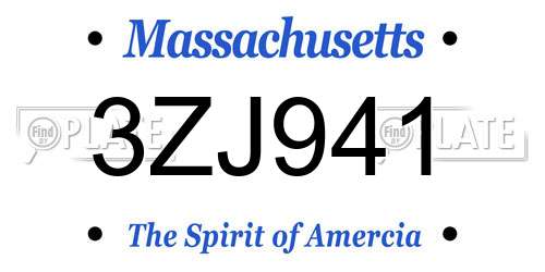 3ZJ941 Massachusetts License Plate