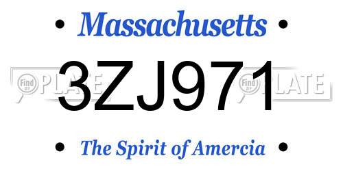 3ZJ971 Massachusetts License Plate