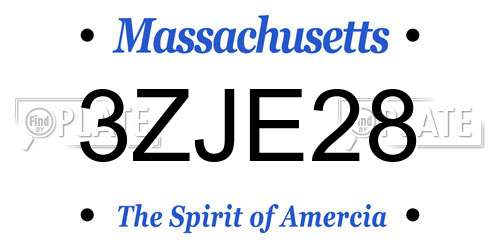 3ZJE28 Massachusetts License Plate