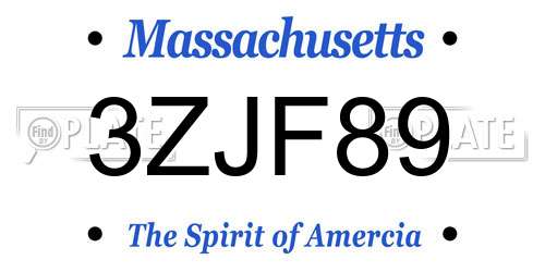 3ZJF89 Massachusetts License Plate