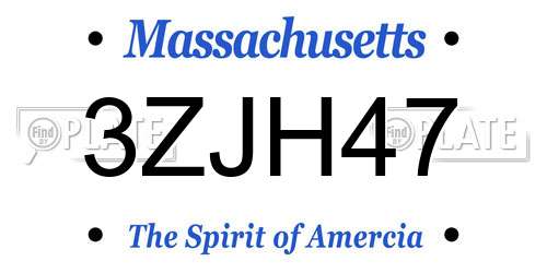 3ZJH47 Massachusetts License Plate