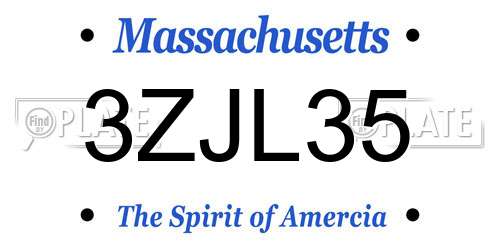 3ZJL35 Massachusetts License Plate