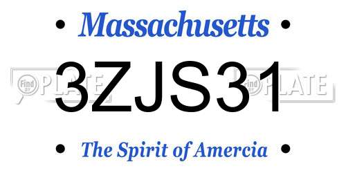 3ZJS31 Massachusetts License Plate