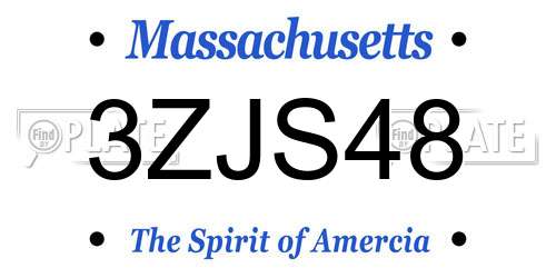 3ZJS48 Massachusetts License Plate