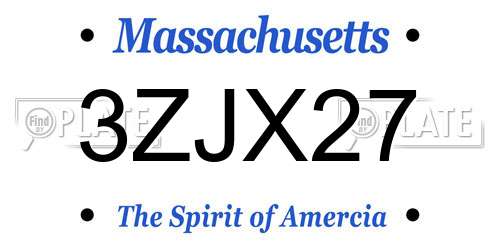 3ZJX27 Massachusetts License Plate