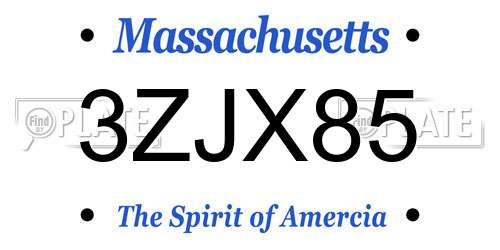 3ZJX85 Massachusetts License Plate
