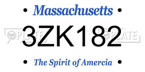 3ZK182 Massachusetts License Plate