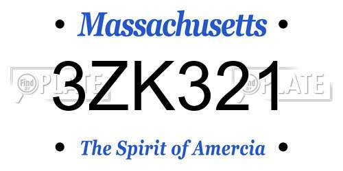 3ZK321 Massachusetts License Plate