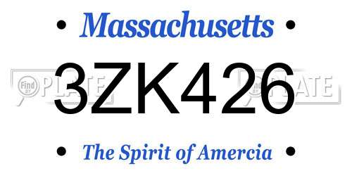 3ZK426 Massachusetts License Plate