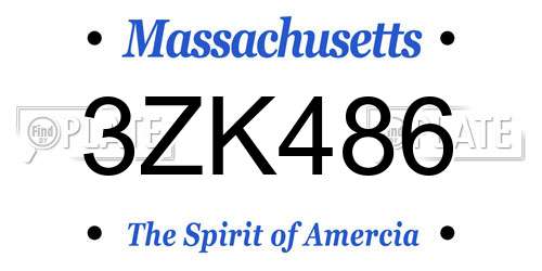 3ZK486 Massachusetts License Plate