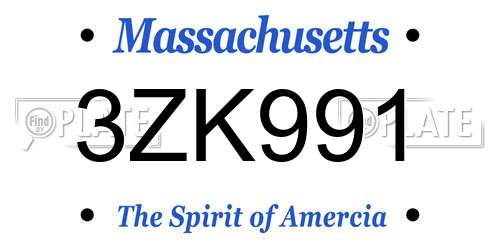 3ZK991 Massachusetts License Plate