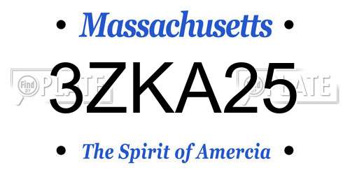 3ZKA25 Massachusetts License Plate
