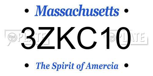 3ZKC10 Massachusetts License Plate