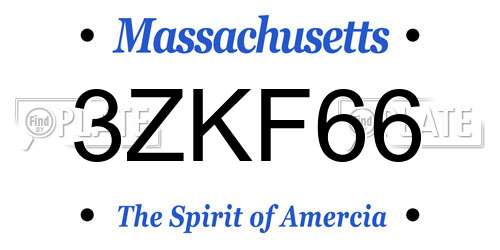 3ZKF66 Massachusetts License Plate