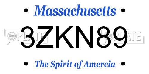3ZKN89 Massachusetts License Plate