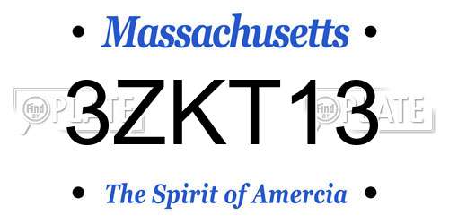 3ZKT13 Massachusetts License Plate