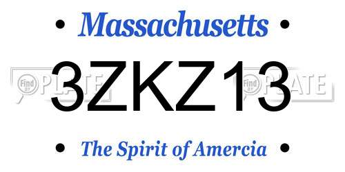 3ZKZ13 Massachusetts License Plate