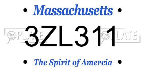 3ZL311 Massachusetts License Plate