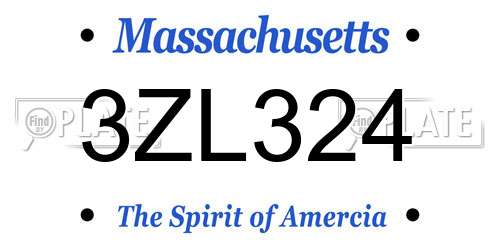 3ZL324 Massachusetts License Plate