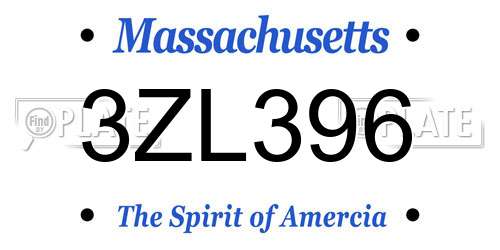 3ZL396 Massachusetts License Plate