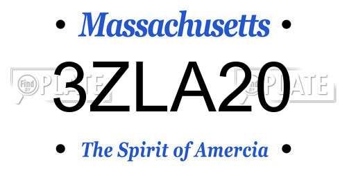 3ZLA20 Massachusetts License Plate