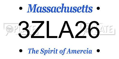 3ZLA26 Massachusetts License Plate