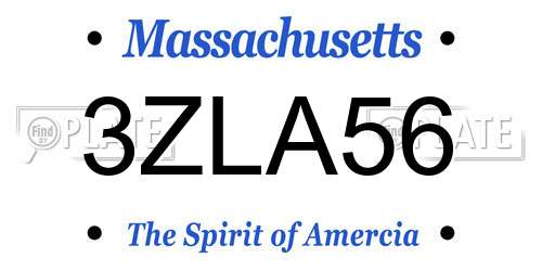 3ZLA56 Massachusetts License Plate