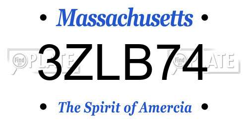 3ZLB74 Massachusetts License Plate